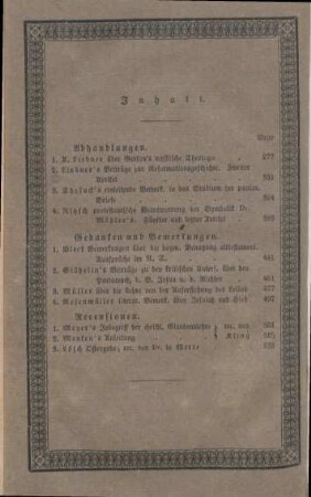 Inhaltsverzeichnis