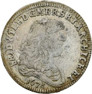 Dritteltaler des Kurfürsten Friedrich Wilhelm von Brandenburg, 1674