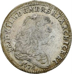 Dritteltaler des Kurfürsten Friedrich Wilhelm von Brandenburg, 1674