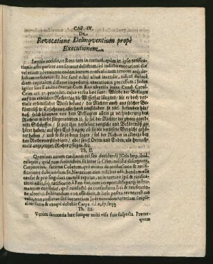 Caput IV. De Revocatione Delinquentium prope Executionem.