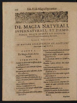 De Magia Naturali, Supernaturali, Et Daemoniaca ... Liber Secundus