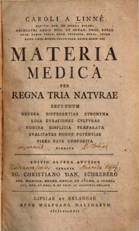 Materia medica per regna tria naturae