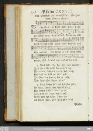Psalm CXXVII. Die Eitelkeit der menschlichen Sorgen ohne Gottes Segen.