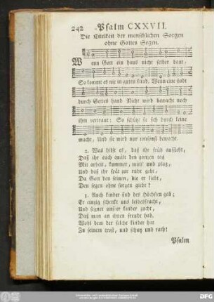 Psalm CXXVII. Die Eitelkeit der menschlichen Sorgen ohne Gottes Segen.