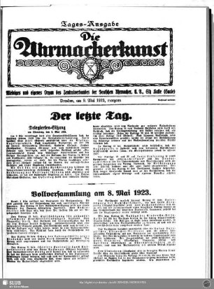 Die Uhrmacherkunst. Tages-Ausgabe (9. Mai 1923)