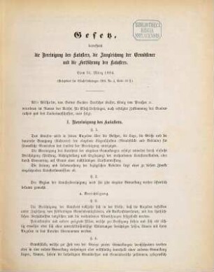 Bestimmungen betreffend die Fortführung der bereinigten Kataster