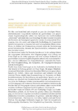 Grundstrukturen der deutschen Sprache: Eine Zusammenarbeit zwischen dem Goethe-Institut und dem Institut für Deutsche Sprache