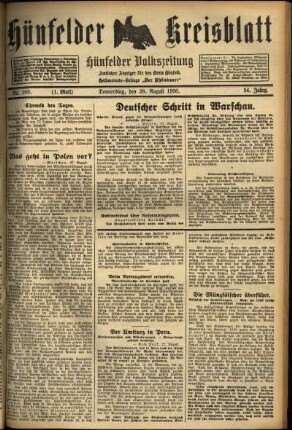 Erste Ausgabe vom Donnerstag, den 28. August 1930.