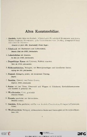 Altes Kunstmobiliar (Nr. 1-155)