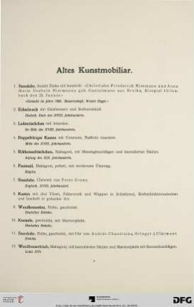 Altes Kunstmobiliar (Nr. 1-155)