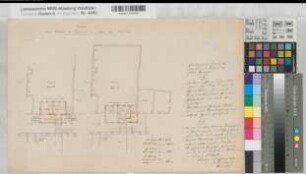 Münster (Münster) Gymnasium Paulinum Quadrum nebst Umgebung mit Entwürfen für einen Anbau 1862 100 Fuß = 13,4 cm 31 x 48 kol. Zeichnung Hauptner, Bauinspektor KSM Nr. 1012n