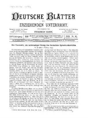 Die Onomatik, ein notwendiger Zweig des deutschen Sprachunterrichts
