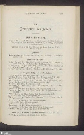 XV. Departement des Innern
