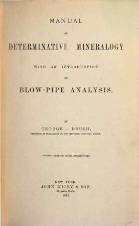 Manual of determinative mineralogy with an introduction on Blow-pipe analysis