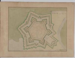 Plan der Festung Charleroi an der La Sambre in Belgien, kolorierte Handzeichnung, vor 1695