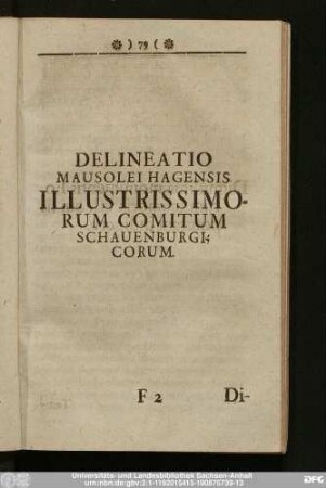 Delineatio Mausolei Hagensis Illustrissimorum Comitum Schauenburgicorum.