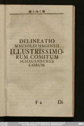 Delineatio Mausolei Hagensis Illustrissimorum Comitum Schauenburgicorum.