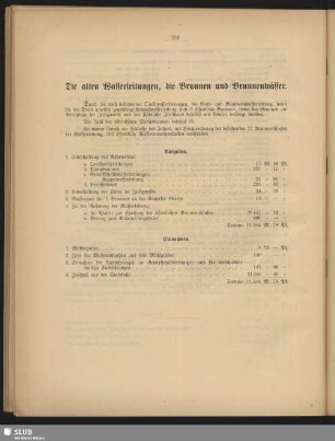 Die alten Wasserleitungen, die Brunnen und Brunnenwässer