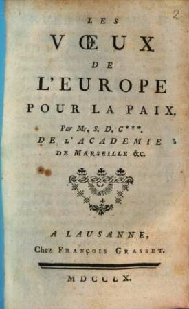 Les Voeux de l'Europe pour la paix