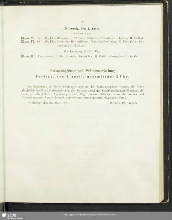 Entlassungsfeier und Prämienverteilung