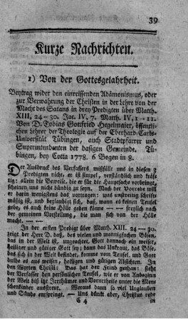 Beytrag wider den einreissenden Adämonismus.