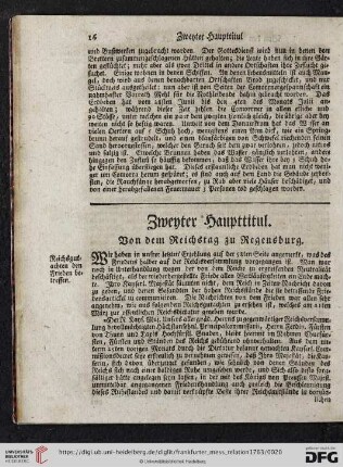 Zweyter Haupttitul. Von dem Reichstag zu Regensburg