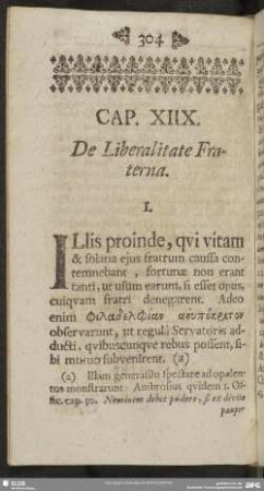 Cap. XIIX. De Liberalitate Fraterna
