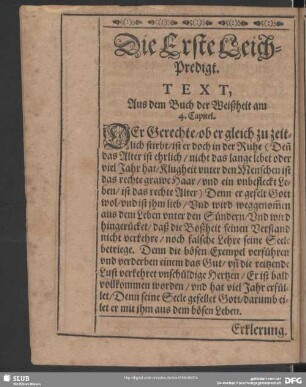 Die Erste Leich-Predigt
