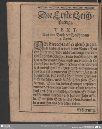 Die Erste Leich-Predigt
