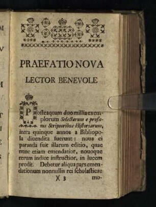 Praefatio Nova: Lector Benevole