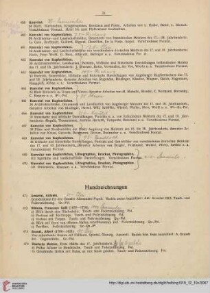Handzeichnungen, Miniaturen, Gemälde, Verschiedenes (Nr. 471-599)