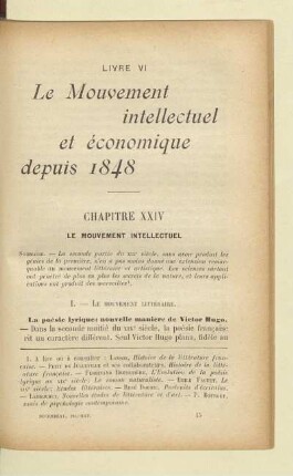 Le Mouvement intellectuel et économique depuis 1848