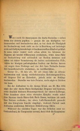 Ein Beitrag zur Lehre von den Aneurysmen der Aorta thoracica : Inaugural-Dissertation