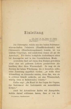 Katechismus der Handlesekunst, das ist e. kurze übersichtl. Zsstellg der v.d. Chiromanten f. d. Deutg der Handformen ... aufgestellten Lehren