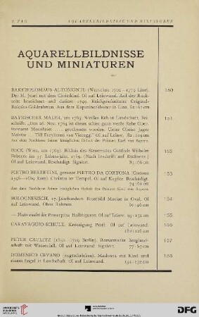 Aquarellbildnisse und Miniaturen (Nr. 150-213)
