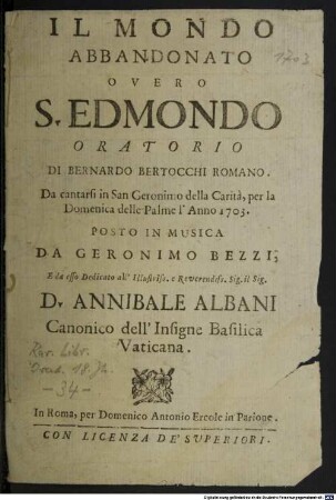 Il mondo abbandonato overo S. Edmondo
