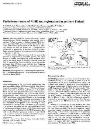 Preliminary results of MHD test registrations in northern Finland