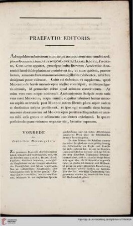 Praefatio Editoris / Vorrede des deutschen Herausgebers
