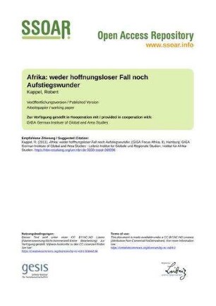Afrika: weder hoffnungsloser Fall noch Aufstiegswunder