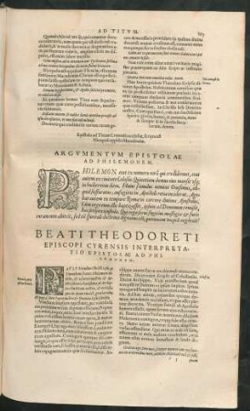 Beati Theodoreti Episcopi Cyrensis Interpretatio Epistolae Ad Philemonem.