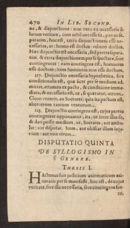 Disputatio Quinta De Syllogismo In Genere.