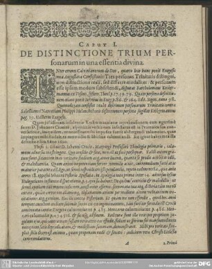 Caput I. De Distinctione Trium Personarum in una essentia divina