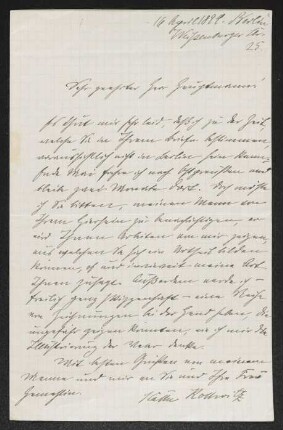 Brief von Käthe Kollwitz an Gerhart Hauptmann