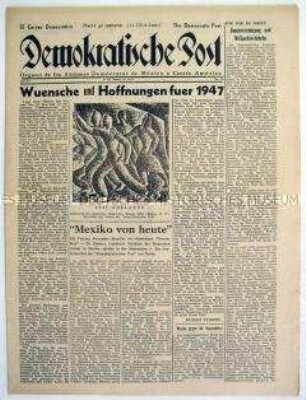 Wochenzeitung deutscher Emigranten in Mexico "Demokratische Post" zum Jahreswechsel 1946/47
