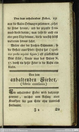 Von dem anhaltenden Fieber, (febris continua.)
