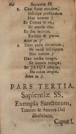 Pars tertia. Sapientiæ SS. exempla sanctorum, timore & amore dei illustrium.