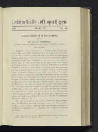 L'Assainissement de la ville d'Athenes