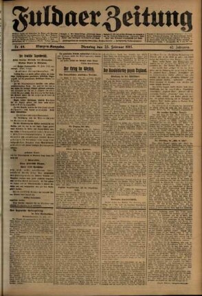 Erste Ausgabe vom Dienstag, den 23. Februar 1915.