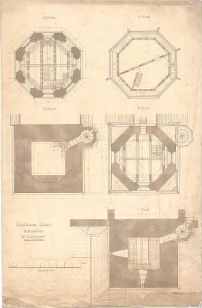Dolmetsch, Heinrich; Bad Urach; Ev. Stadtkirche, Restaurierung - 1. - 4 OG (Grundrisse)