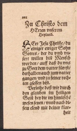 Zu Christo dem Herren unserem Heyland.